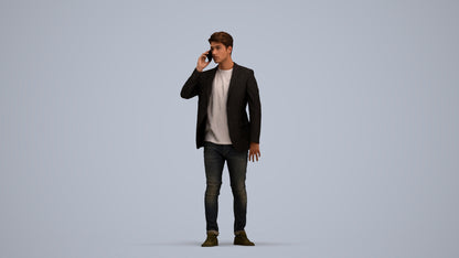 realistic 3D human man casual standing, archviz people FBX OBJ for Blender, standing pose render