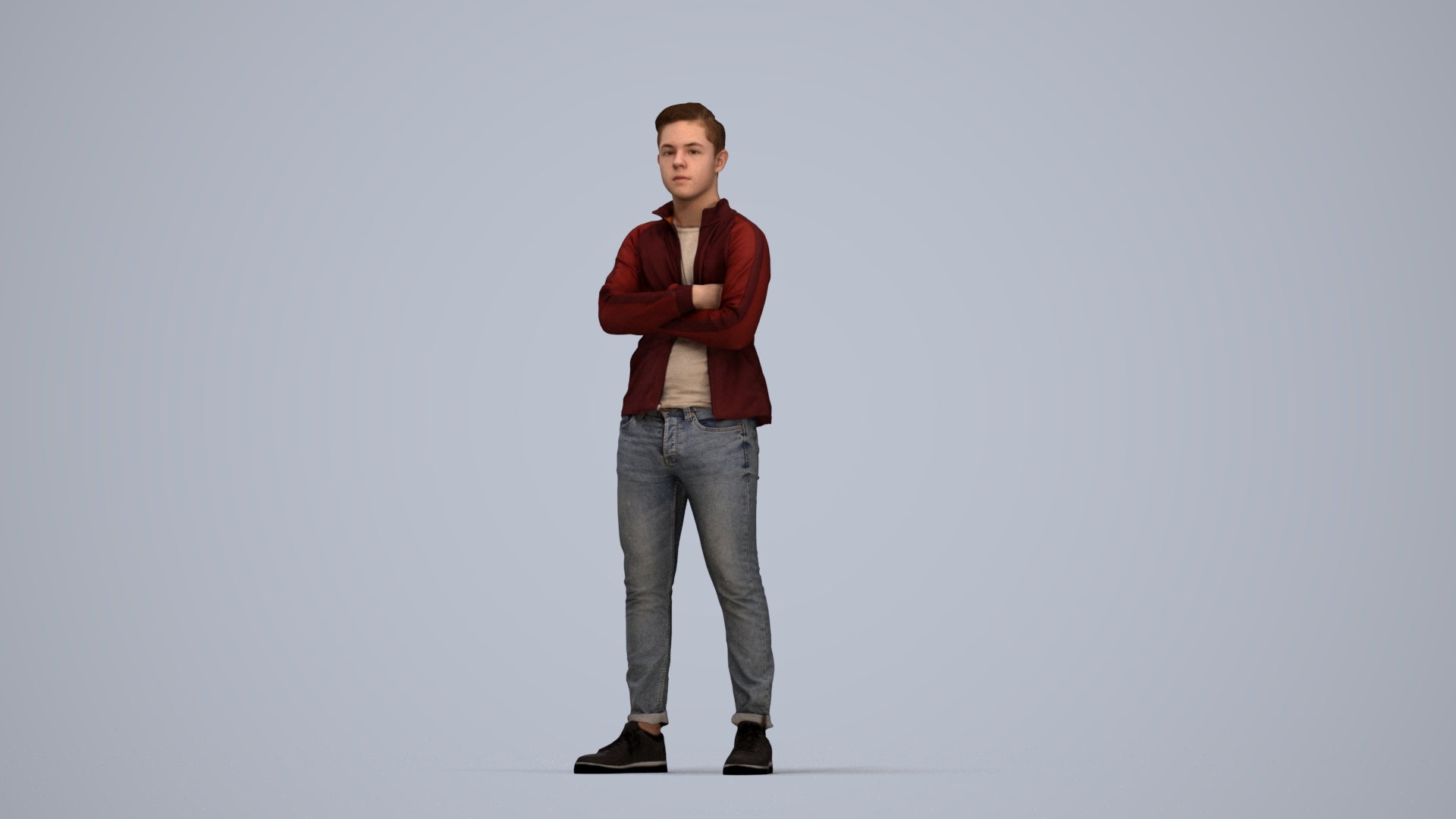 realistic 3D people boy casual kids, render-ready for V-Ray and Corona, FBX OBJ, top-down view render
