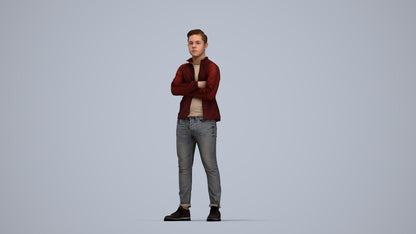realistic 3D people boy casual kids, render-ready for V-Ray and Corona, FBX OBJ, top-down view render