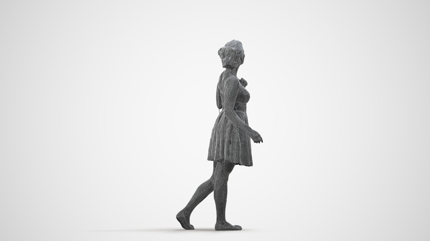 realistic 3D woman formal formalaffairs, scanned archviz people for Blender and 3ds Max, wireframe side view