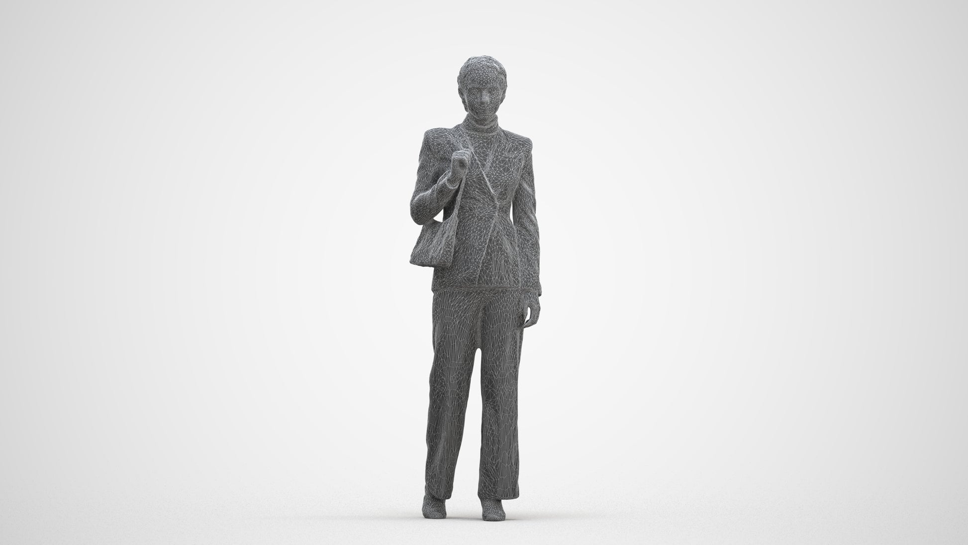3D scanned woman business, photorealistic archviz people for Enscape and SketchUp, three-quarter front view render
