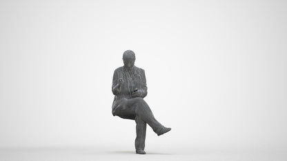 3D human model woman business, photogrammetry scanned person for archviz, three-quarter front view render