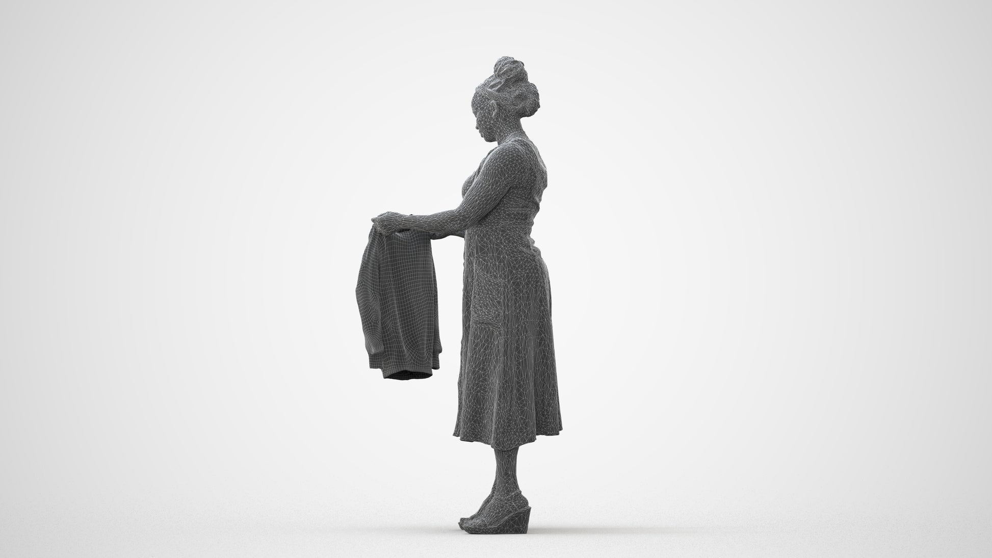 3D scanned woman standing casual, photorealistic archviz people for Enscape and SketchUp, square thumbnail