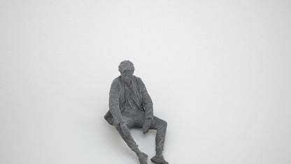 realistic 3D people man casual sitting, render-ready for V-Ray and Corona, FBX OBJ, wireframe three-quarter view
