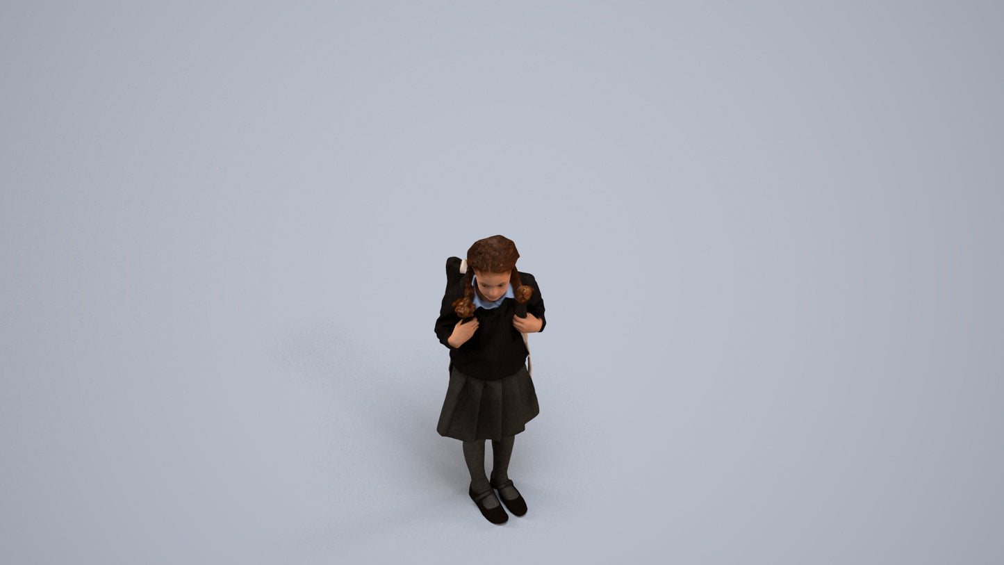 photogrammetry 3D girl kids, realistic human model archviz FBX, back view render