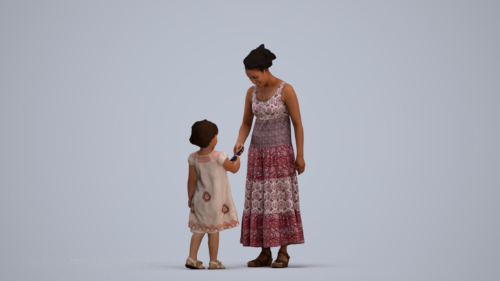 realistic 3D girl casual kids, scanned archviz people for Blender and 3ds Max, standing pose render