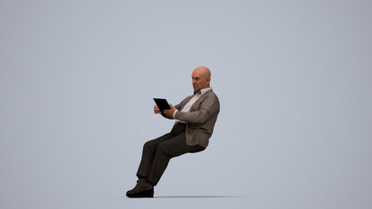 photogrammetry 3D senior man business, realistic human model archviz FBX, top-down view render