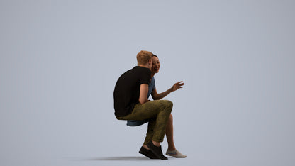 3D people model woman casual couple, scanned human for 3ds Max rendering, side view render