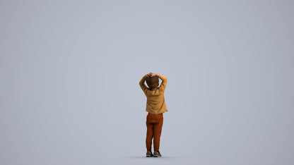 3D scanned boy kids casual, photorealistic archviz people for Enscape and SketchUp, front view render