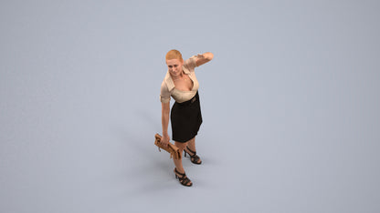 3D scanned woman standing business, photorealistic archviz people for Enscape and SketchUp, back view render