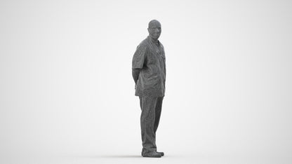 realistic 3D man medical, scanned archviz people for Blender and 3ds Max, wireframe side view