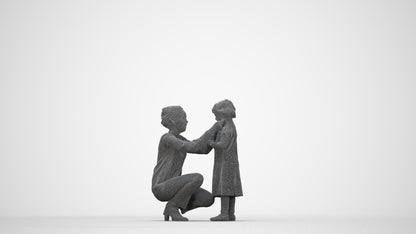 realistic 3D people woman casual kids, render-ready for V-Ray and Corona, FBX OBJ, wireframe back view