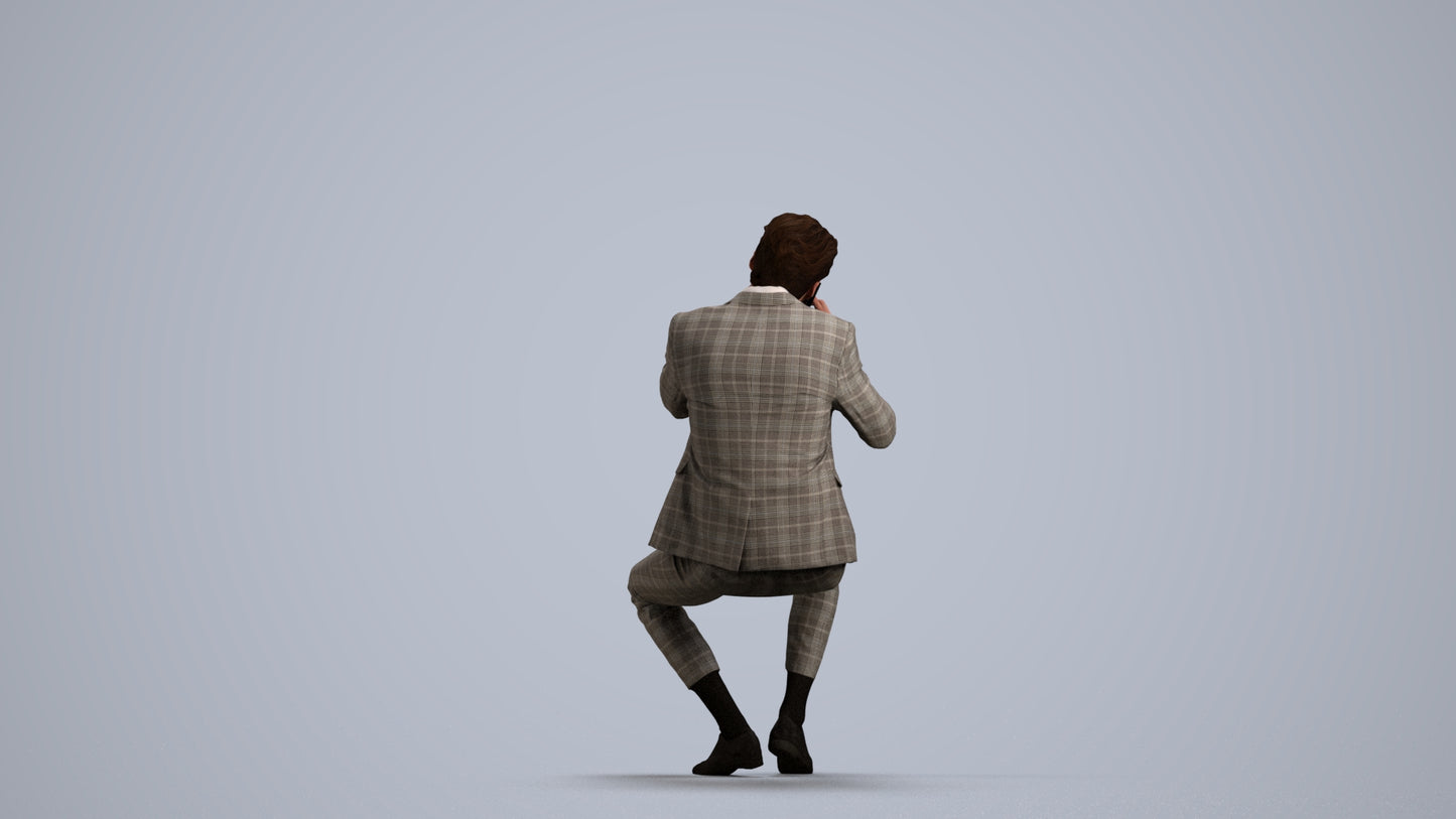 realistic 3D human man business, archviz people FBX OBJ for Blender, front view render
