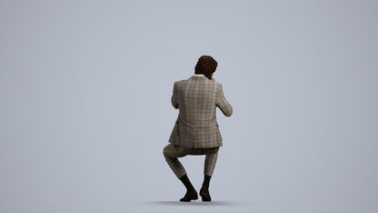realistic 3D human man business, archviz people FBX OBJ for Blender, front view render