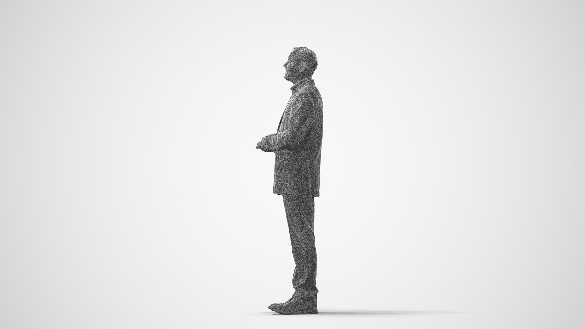 3D human model man business, photogrammetry scanned person for archviz, square thumbnail