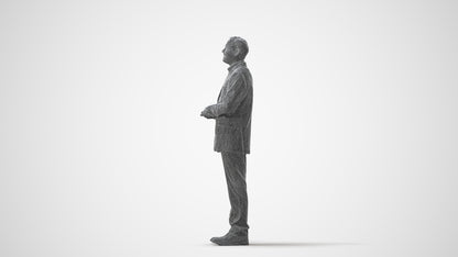 3D human model man business, photogrammetry scanned person for archviz, square thumbnail