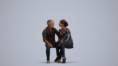 realistic 3D human woman casual couple, archviz people FBX OBJ for Blender, standing pose render
