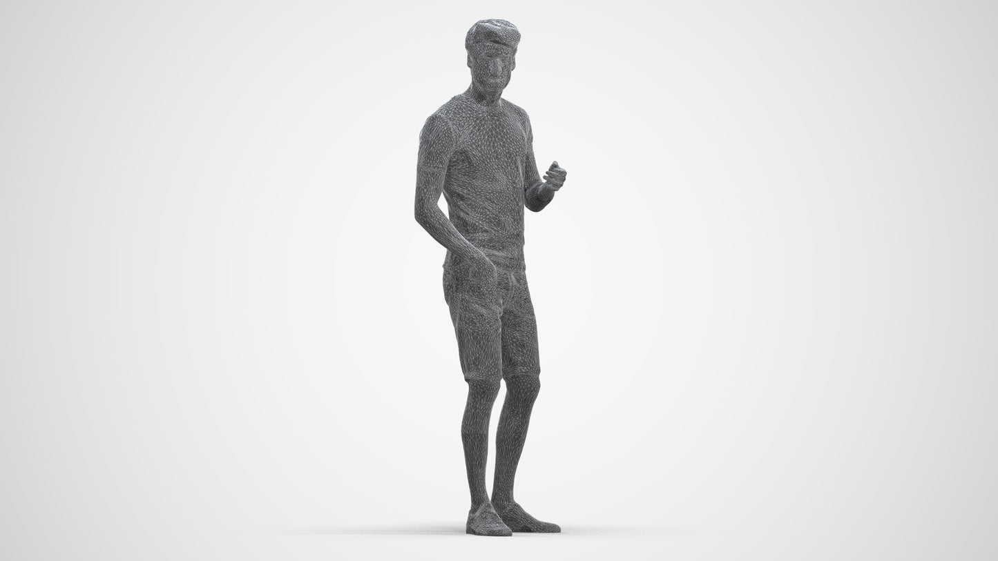 realistic 3D man casual standing, scanned archviz people for Blender and 3ds Max, three-quarter front view render