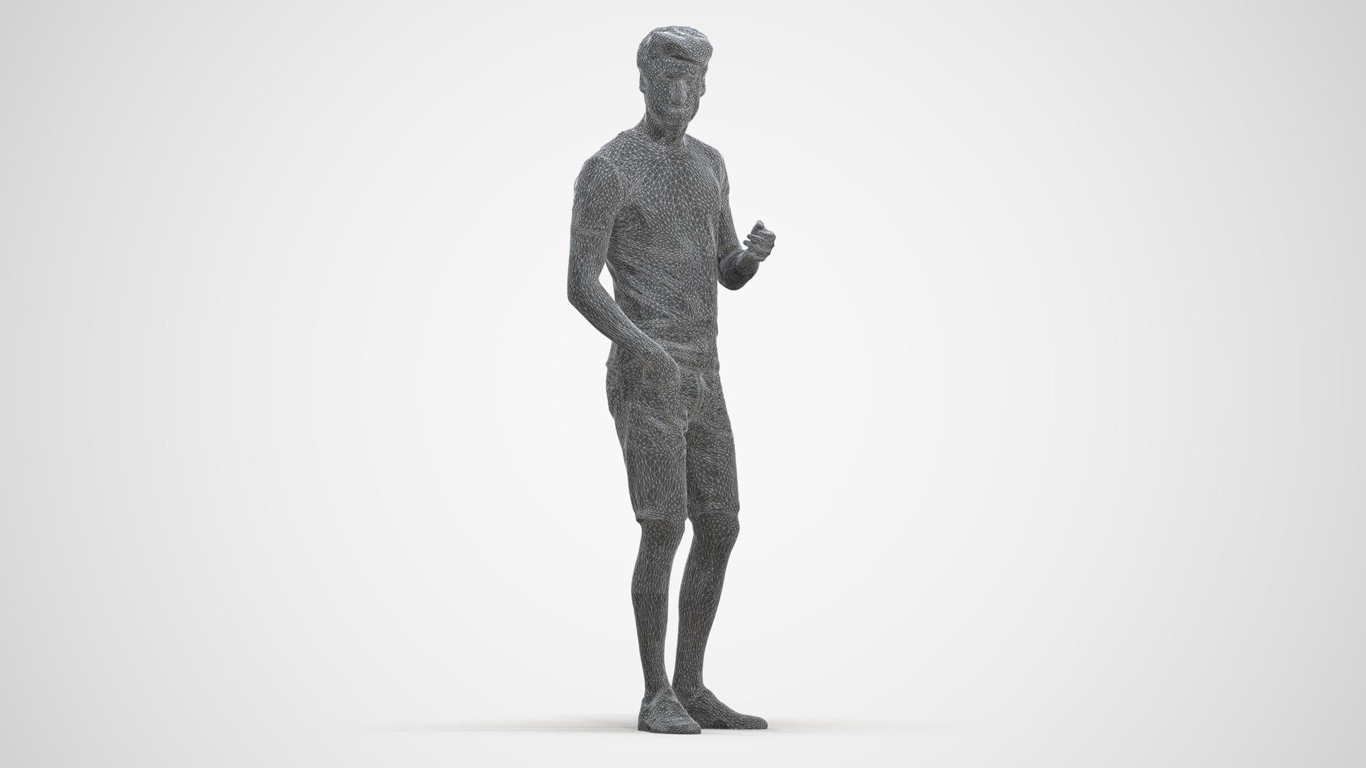 realistic 3D man casual standing, scanned archviz people for Blender and 3ds Max, three-quarter front view render