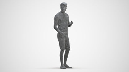 realistic 3D man casual standing, scanned archviz people for Blender and 3ds Max, three-quarter front view render