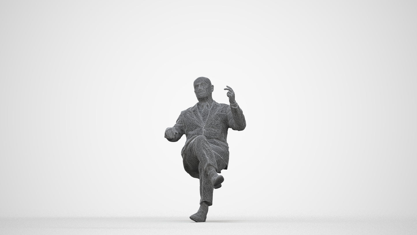 realistic 3D people senior man business, render-ready for V-Ray and Corona, FBX OBJ, wireframe back view