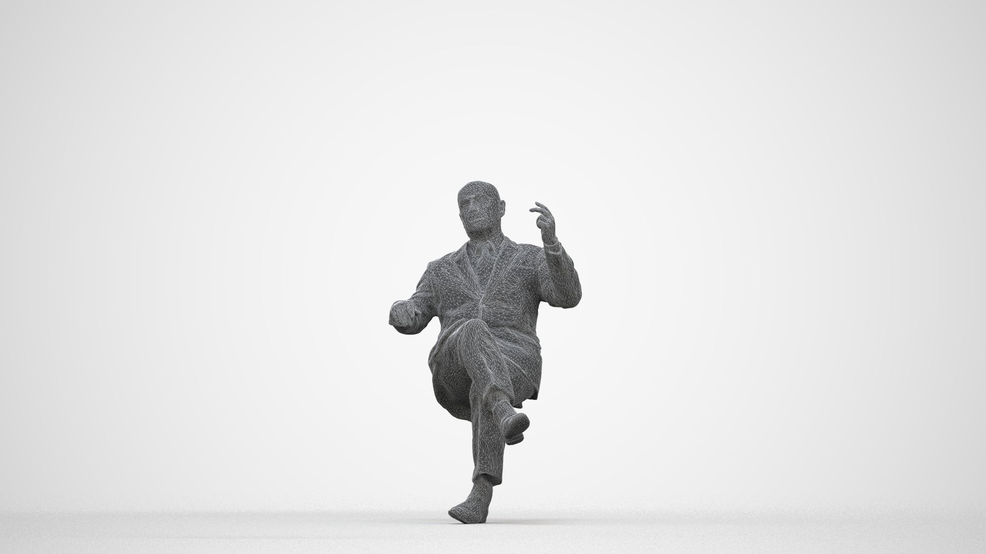 realistic 3D people senior man business, render-ready for V-Ray and Corona, FBX OBJ, wireframe back view