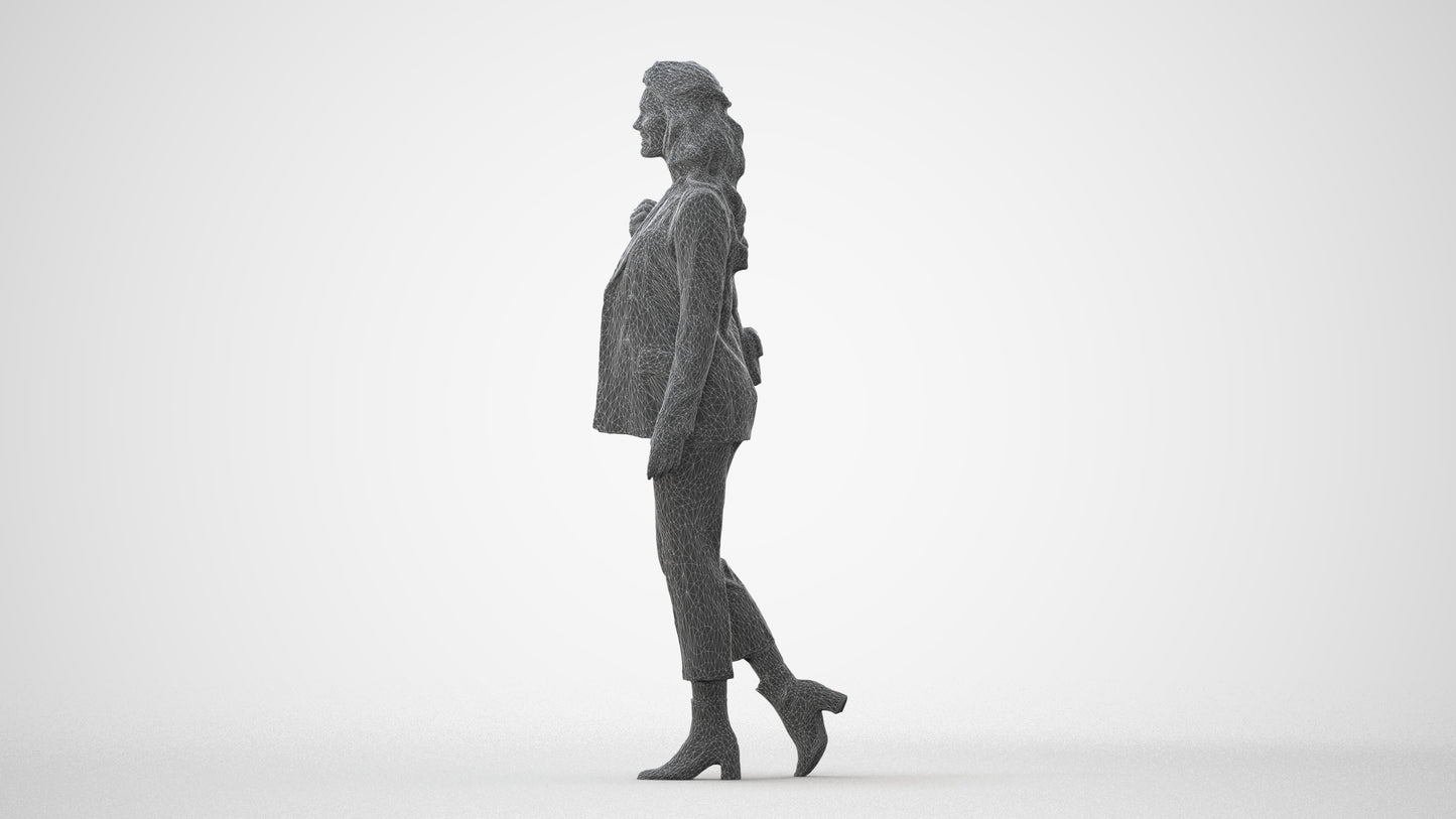 3D people model woman business walking, scanned human for 3ds Max rendering, square thumbnail