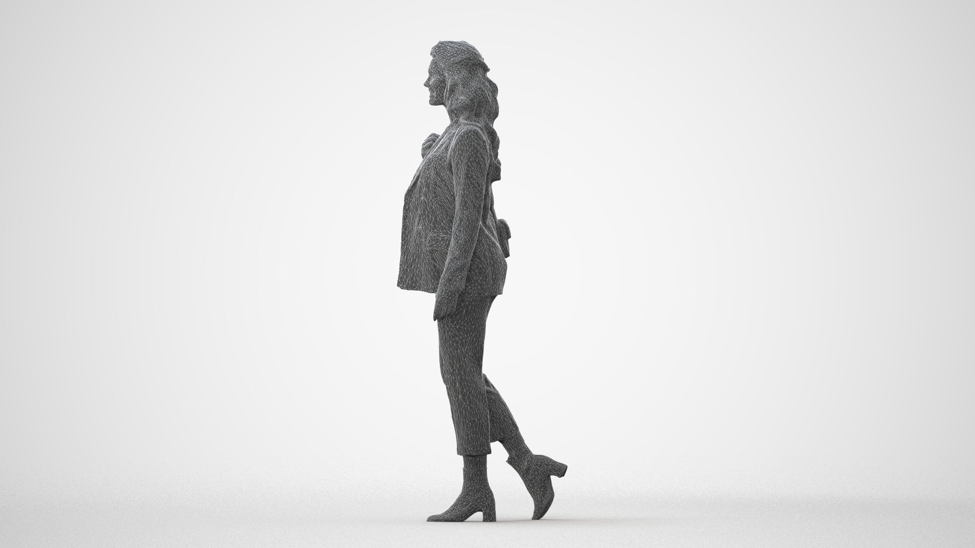 3D people model woman business walking, scanned human for 3ds Max rendering, square thumbnail