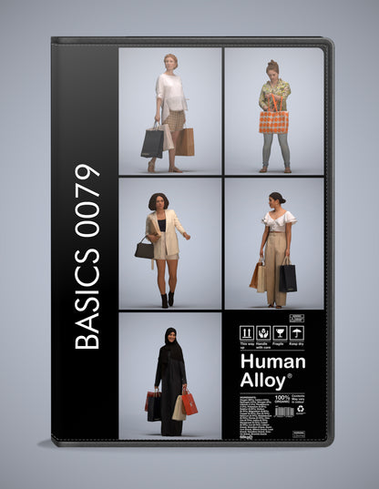 5 3D scanned people shopping, photorealistic archviz pack for Enscape and SketchUp