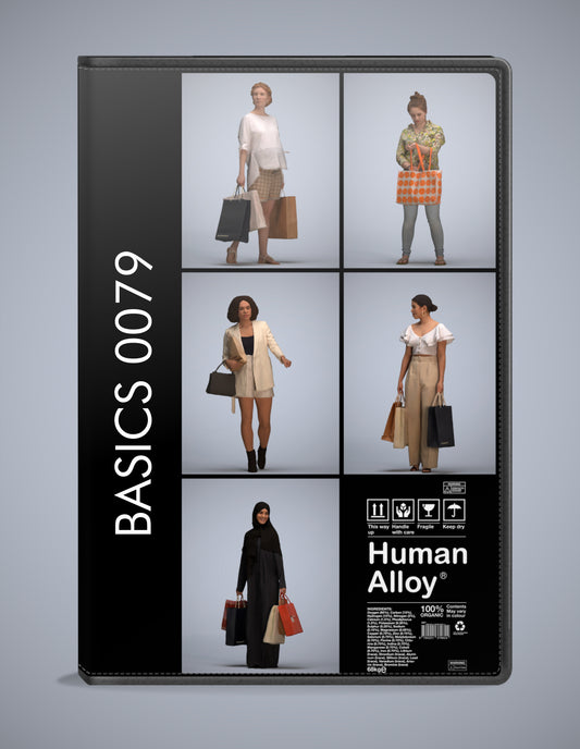 5 3D scanned people shopping, photorealistic archviz pack for Enscape and SketchUp