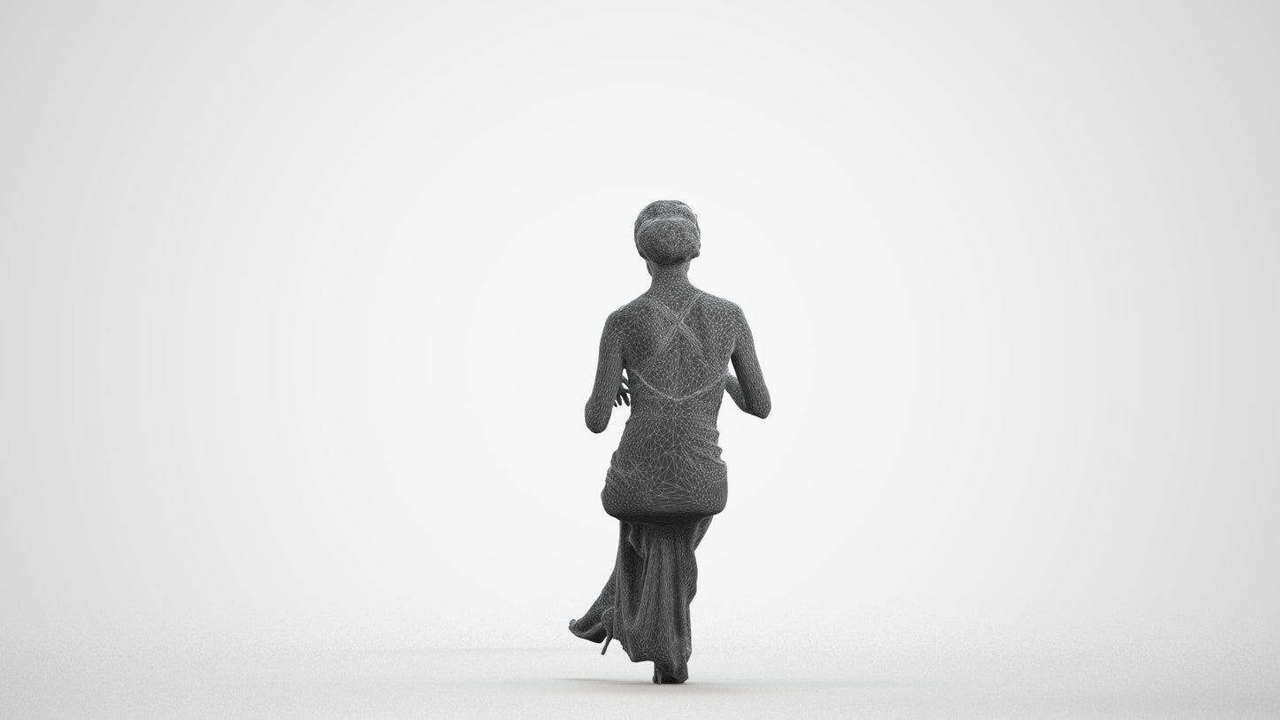 3D human model woman formal formalaffairs, photogrammetry scanned person for archviz, wireframe front view