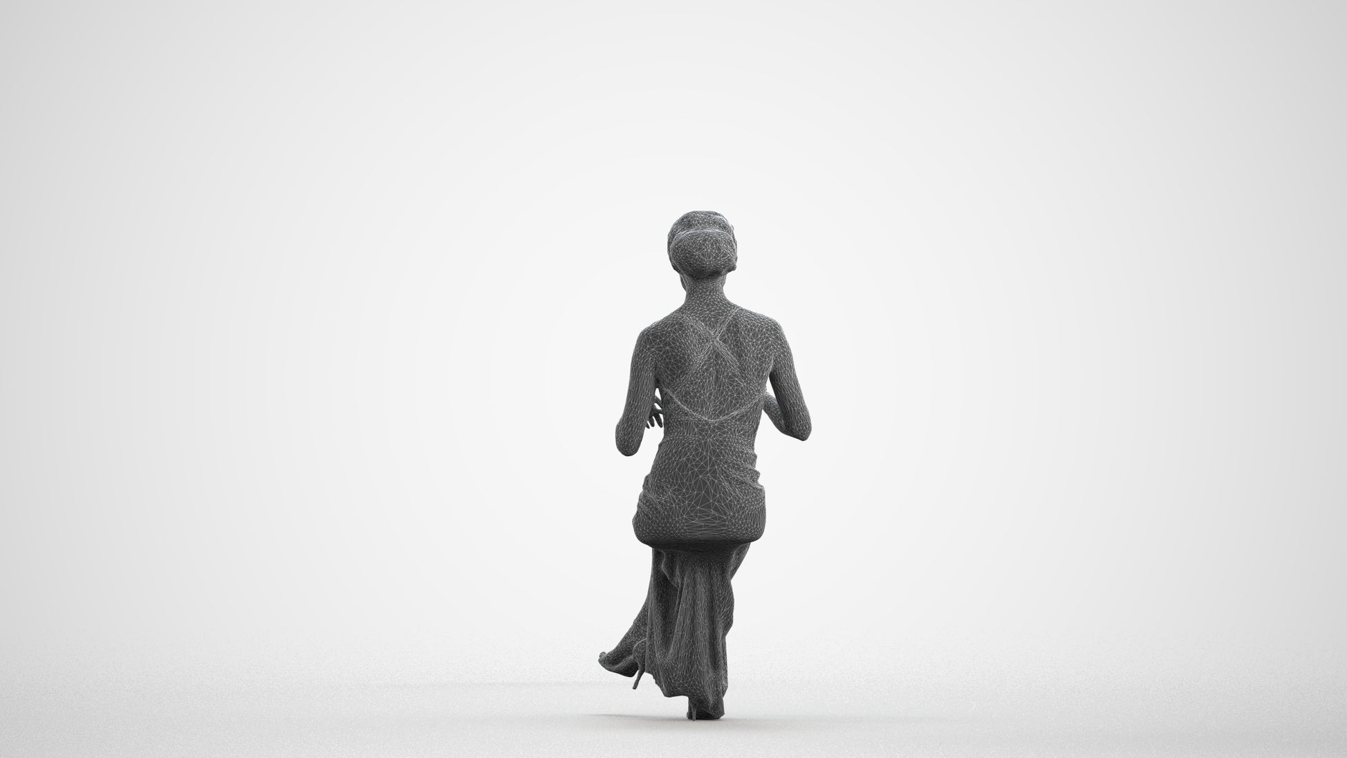 3D human model woman formal formalaffairs, photogrammetry scanned person for archviz, wireframe front view