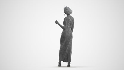 3D human model woman formal formalaffairs, photogrammetry scanned person for archviz, wireframe front view