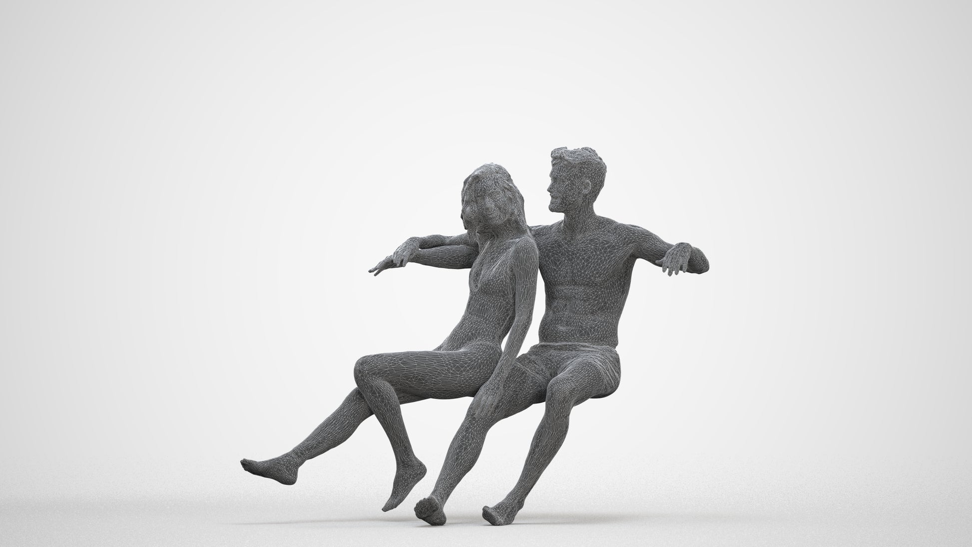 3D scanned woman mix, photorealistic archviz people for Enscape and SketchUp, three-quarter front view render