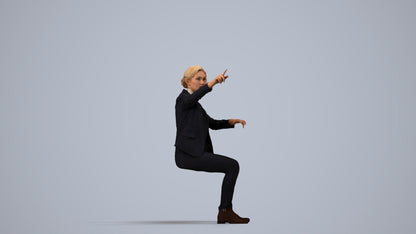 scanned 3D woman business mix, photogrammetry people for Enscape and V-Ray, side view render