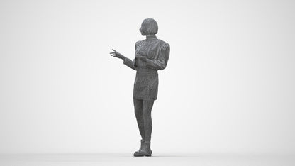 3D people model woman business walking, scanned human for 3ds Max rendering, wireframe back view