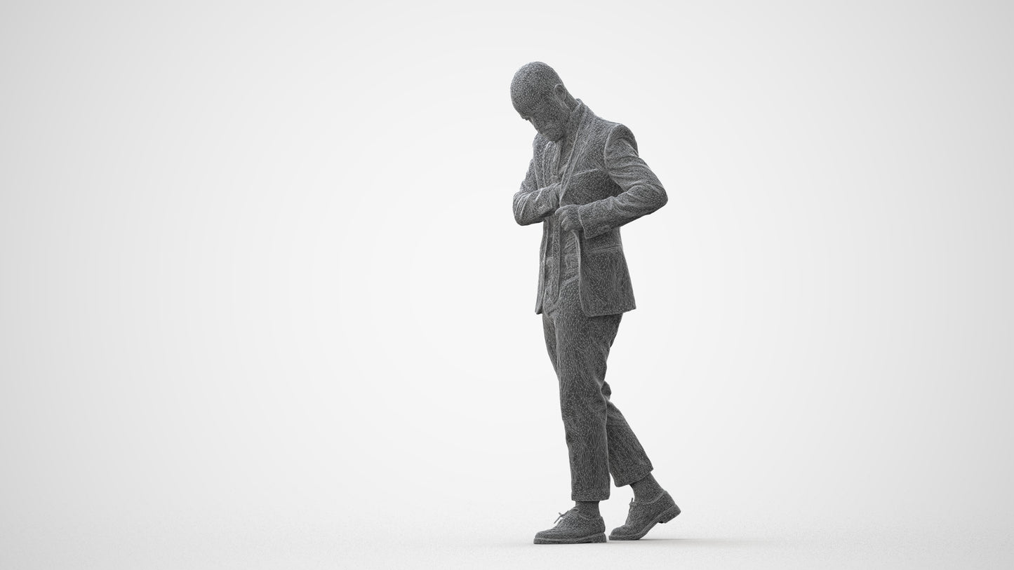 realistic 3D human man business walking, archviz people FBX OBJ for Blender, square thumbnail