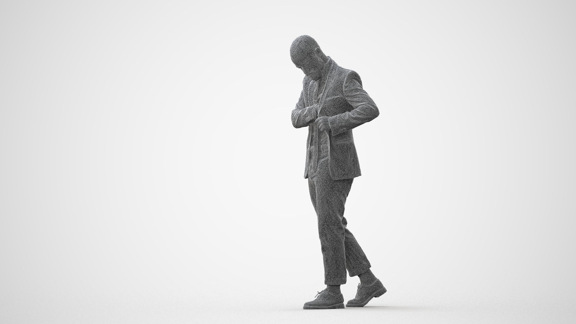 realistic 3D human man business walking, archviz people FBX OBJ for Blender, square thumbnail