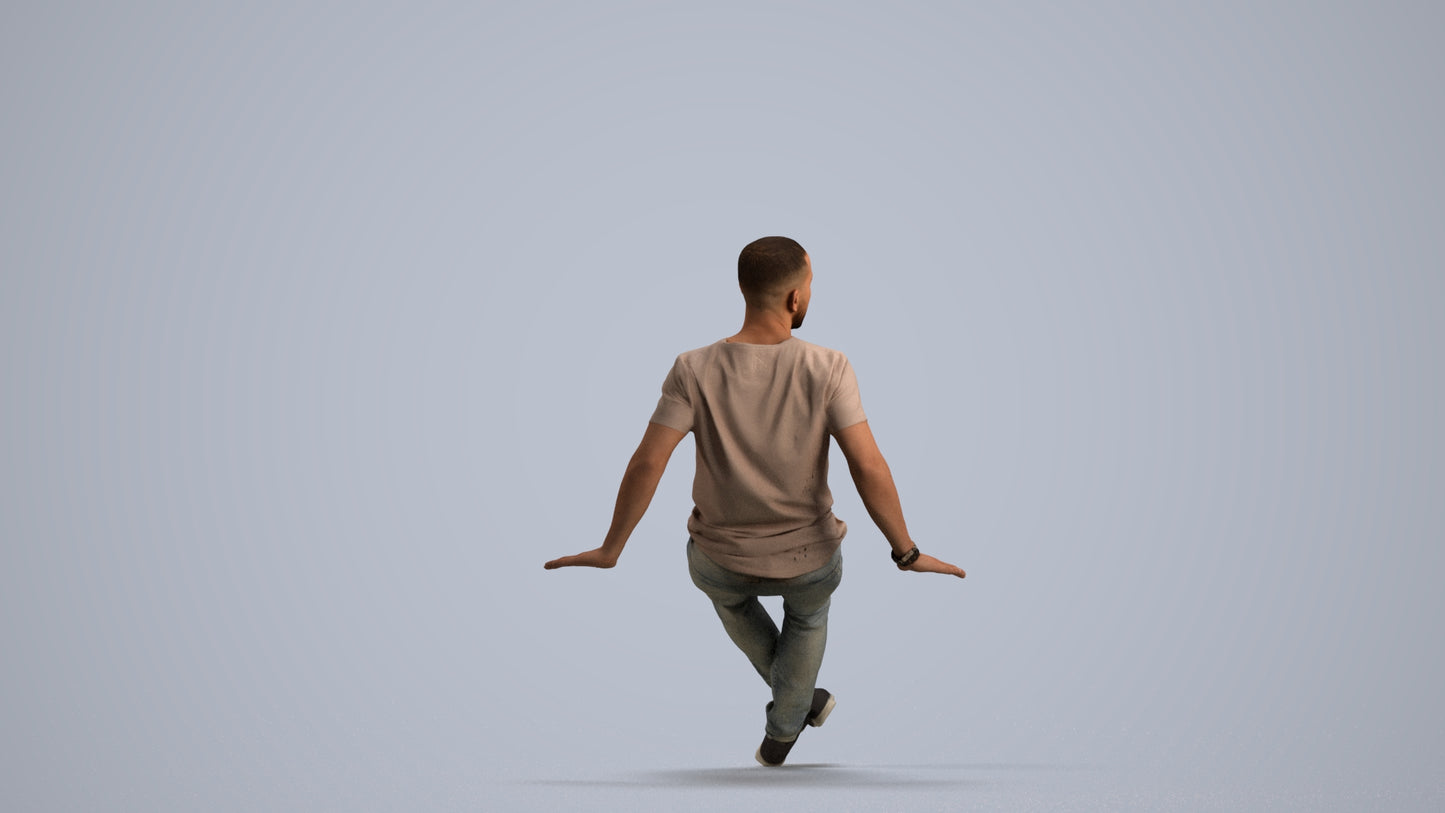 photogrammetry 3D man casual sitting, realistic human model archviz FBX, front view render