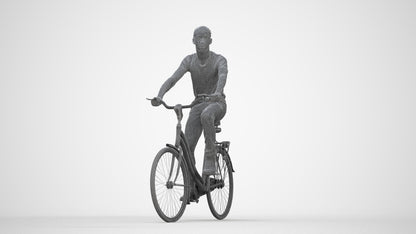 realistic 3D boy casual cycling, scanned archviz people for Blender and 3ds Max, wireframe back view