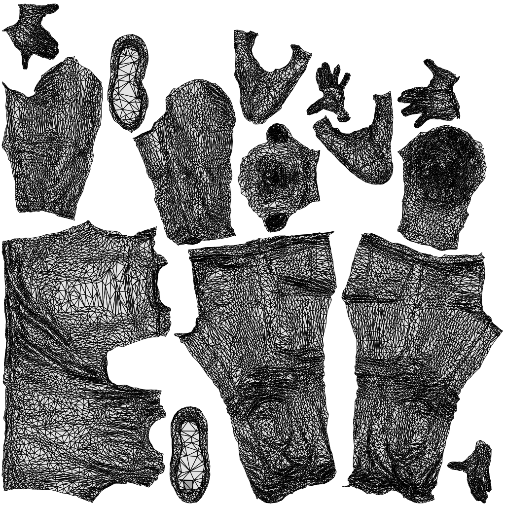 3D people model man casual standing, scanned human for 3ds Max rendering, wireframe top-down view