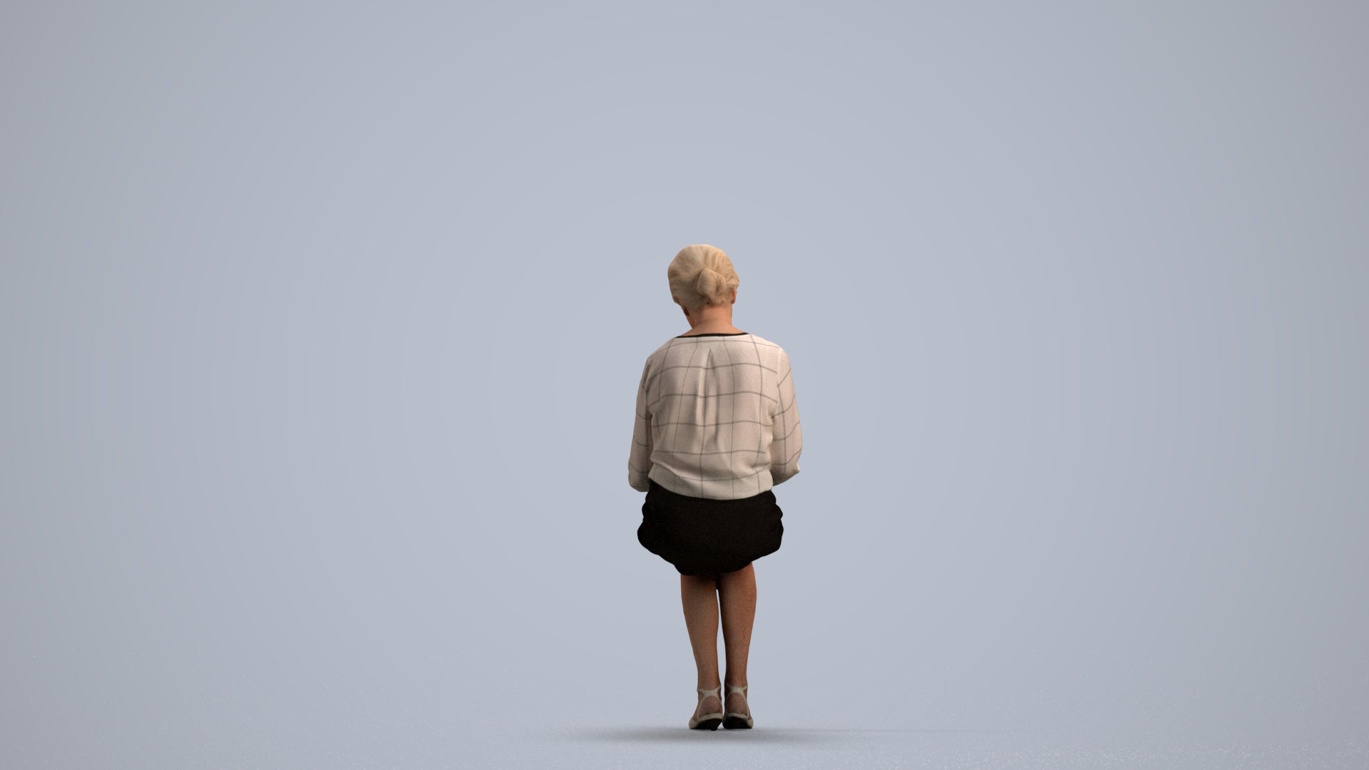 3D people model senior woman business sitting, scanned human for 3ds Max rendering, front view render