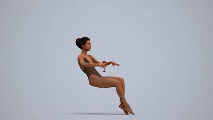 3D human model woman pool, photogrammetry scanned person for archviz, standing pose render