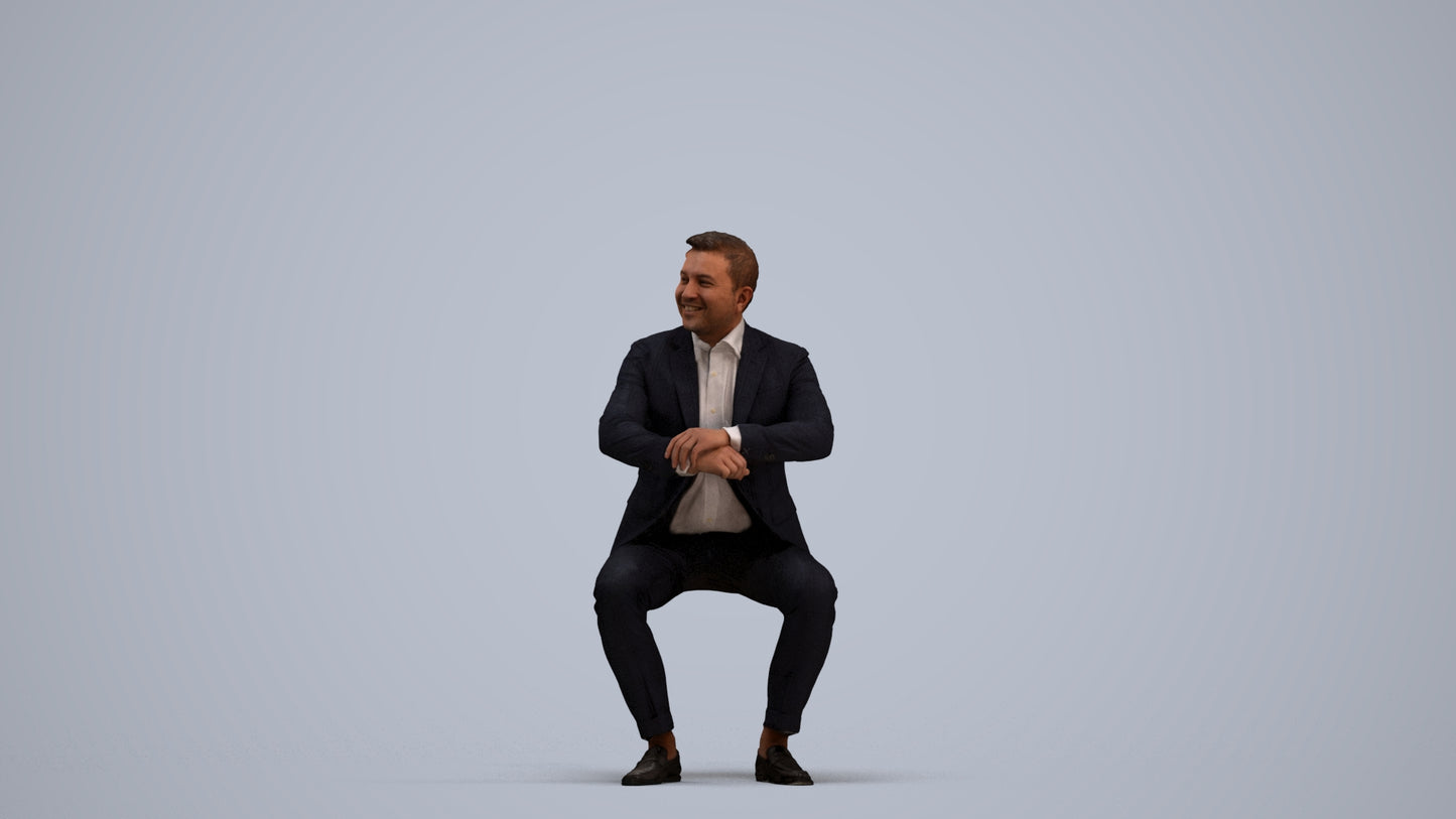 realistic 3D man business, scanned archviz people for Blender and 3ds Max, standing pose render
