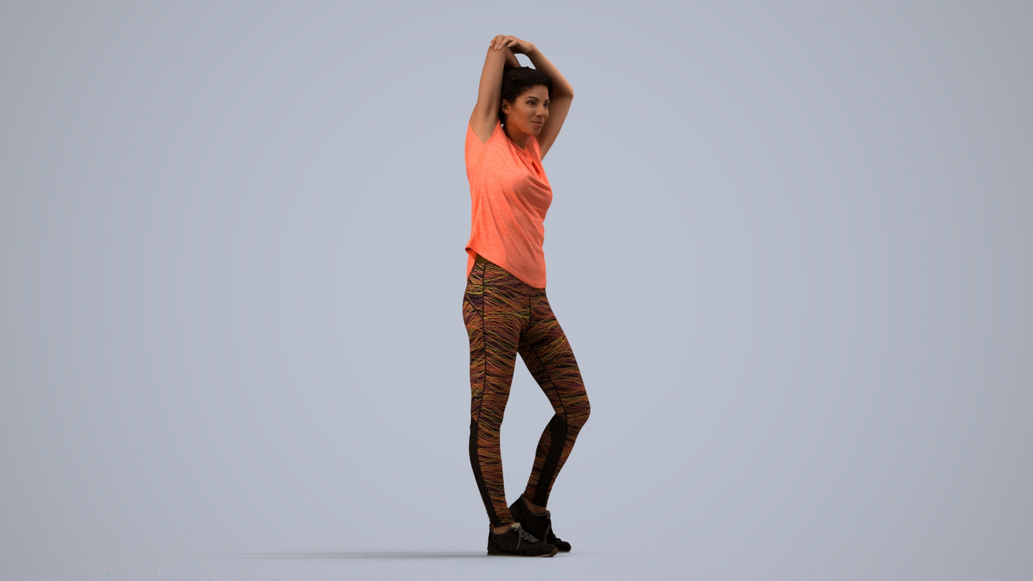 realistic 3D people woman sport, render-ready for V-Ray and Corona, FBX OBJ, side view render