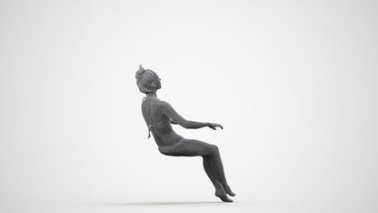 realistic 3D woman pool, scanned archviz people for Blender and 3ds Max, wireframe side view