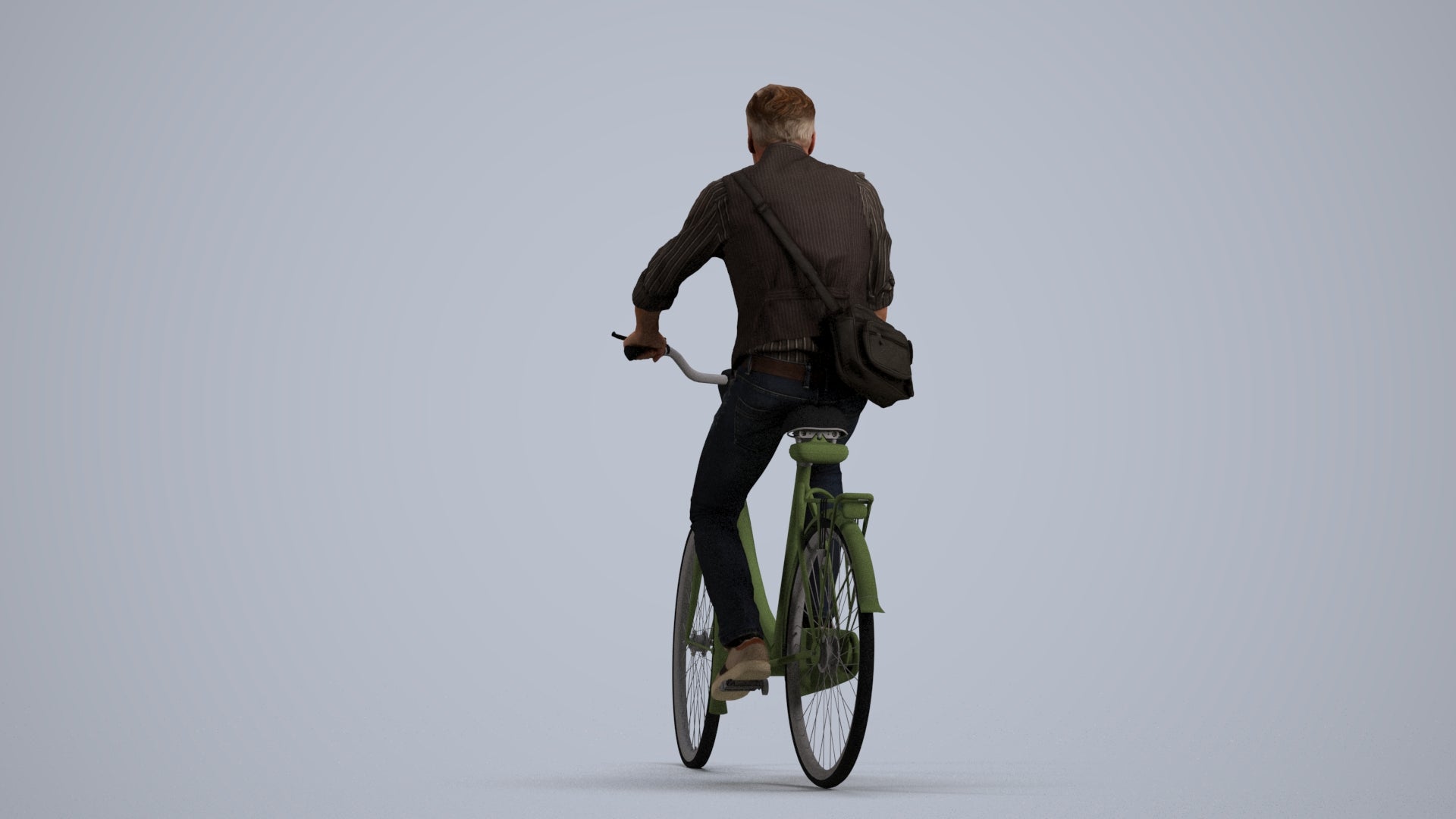 3D people model man casual cycling, scanned human for 3ds Max rendering, front view render