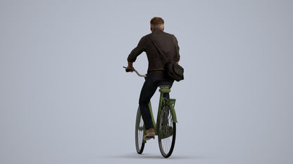 3D people model man casual cycling, scanned human for 3ds Max rendering, front view render