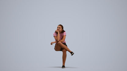 realistic 3D human girl casual kids, archviz people FBX OBJ for Blender, standing pose render