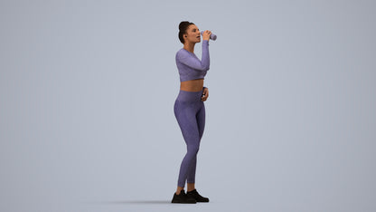 realistic 3D woman sport, scanned archviz people for Blender and 3ds Max, side view render